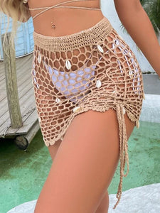 Shell Detail Crochet Cover Up Skirt Without Bikini