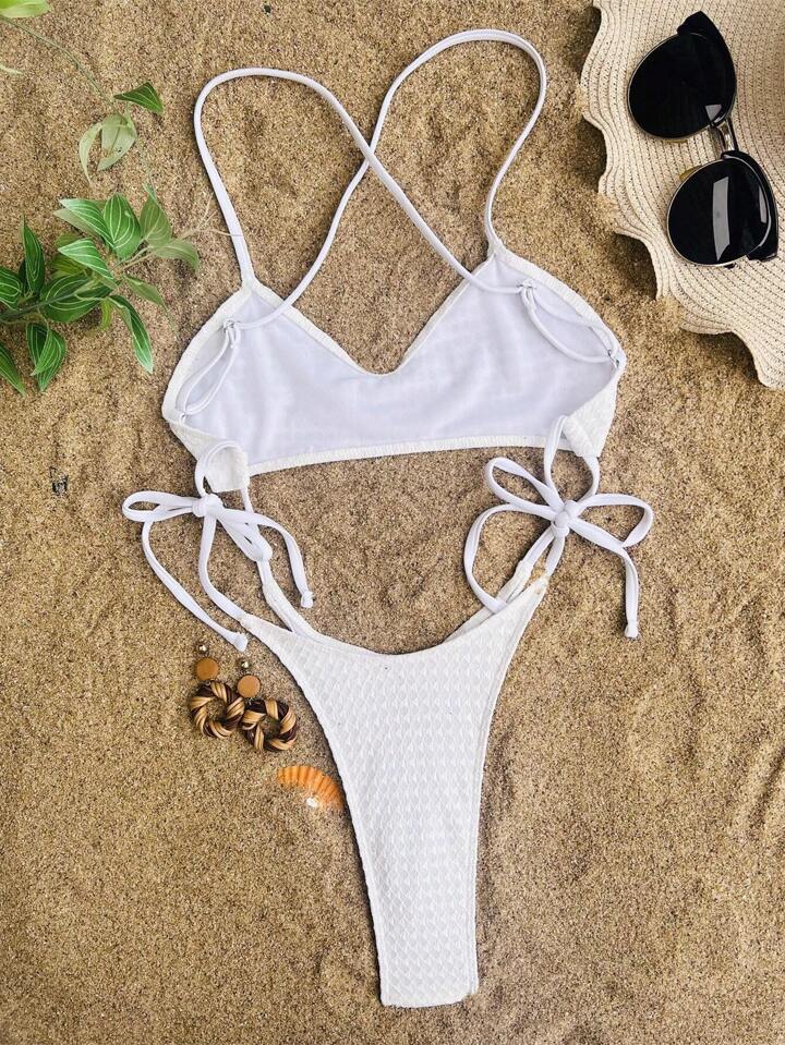 Cut Out Criss Cross Backless Tie Side One Piece Swimsuit