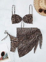 Load image into Gallery viewer, Leopard Print Tie Side Bikini Swimsuit With Beach Skirt
