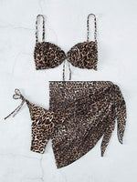 Load image into Gallery viewer, Leopard Print Tie Side Bikini Swimsuit With Beach Skirt
