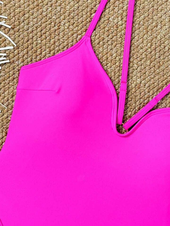 Solid Color Sexy Backless One-Piece Swimsuit