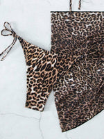 Load image into Gallery viewer, Leopard Print Tie Side Bikini Swimsuit With Beach Skirt
