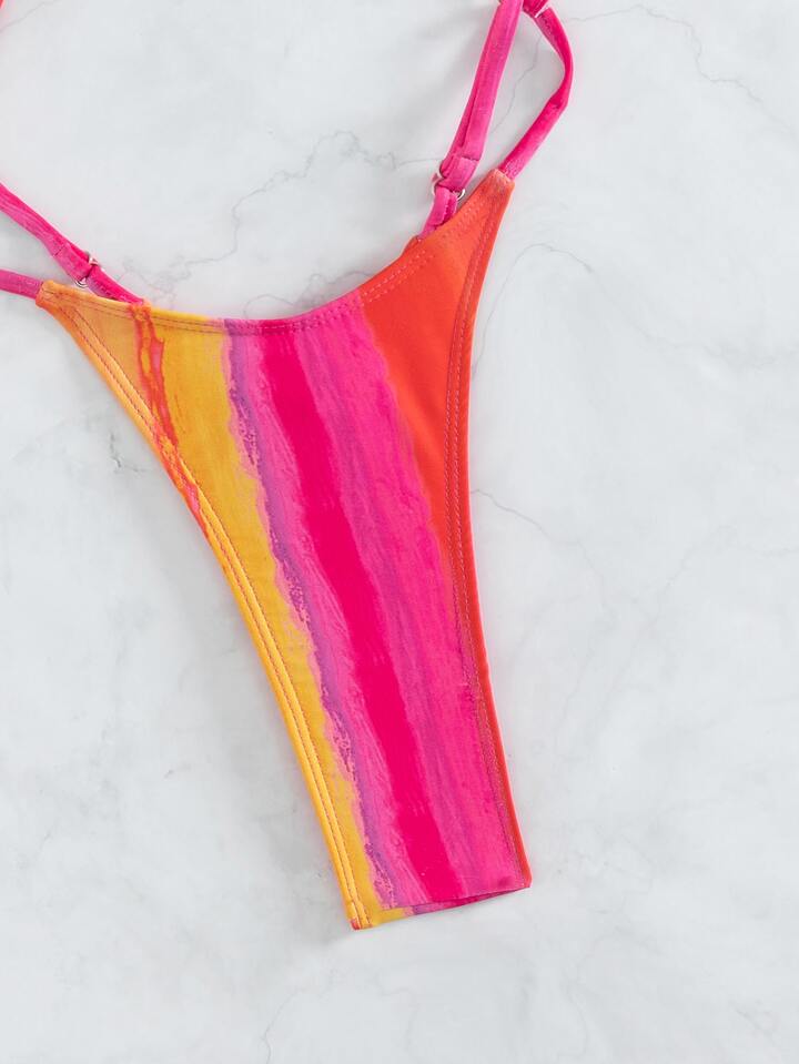 Random Ombre Cut Out Crisscross Back One Piece Swimsuit