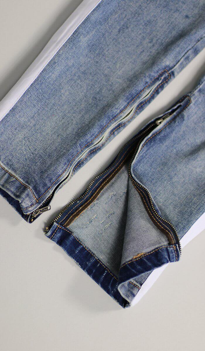 LT.Blue Track Zipper Jeans