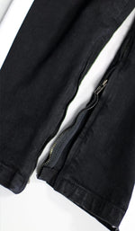 Load image into Gallery viewer, Black White Track Zipper Jeans
