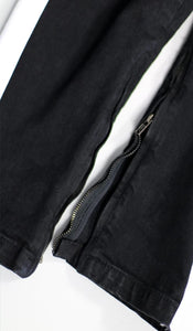 Black White Track Zipper Jeans