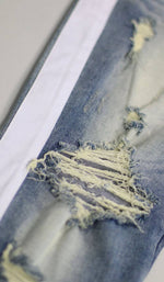 Load image into Gallery viewer, LT.Blue Track Zipper Jeans
