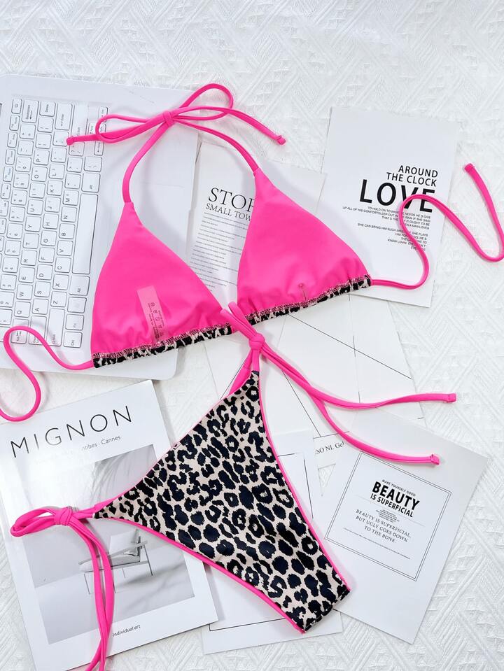 2pcs Printed Bikini Set (Prints Randomly Chosen), Micro Triangle Summer