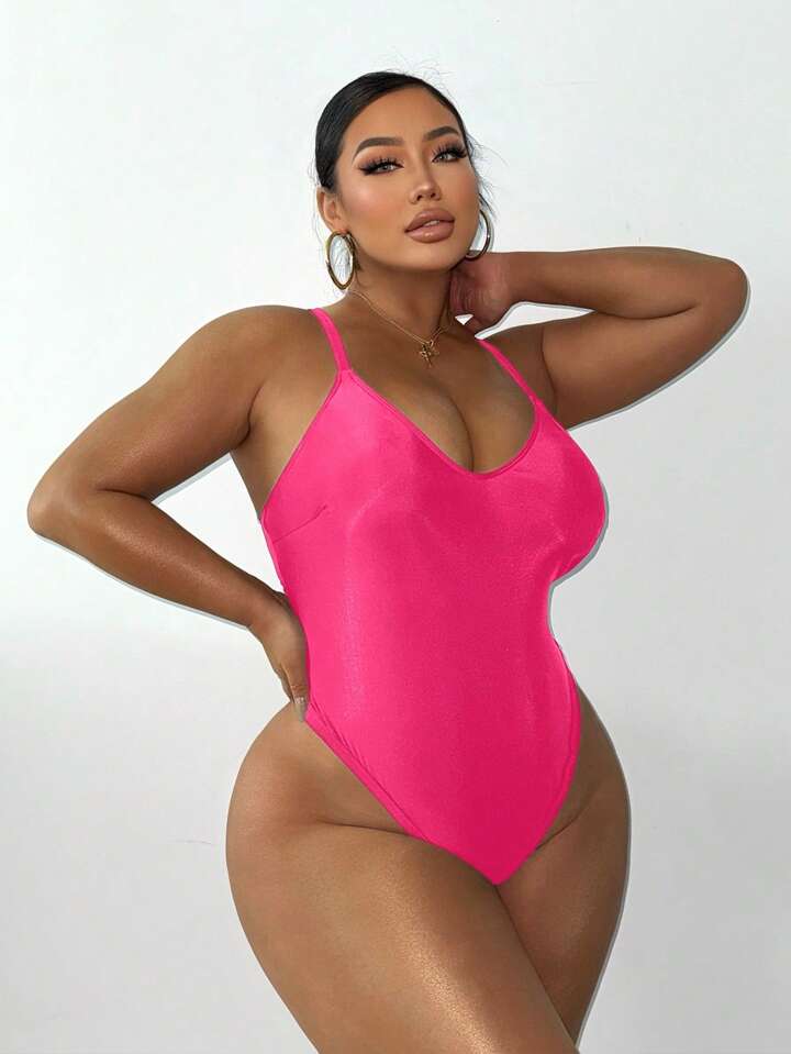 Plus Size Women One-Piece Sexy Backless Swimsuit