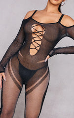 Load image into Gallery viewer, Petite Black Knitted Sheer Jumpsuit
