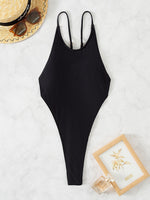 Load image into Gallery viewer, Solid Backless High Leg One Piece Swimsuit
