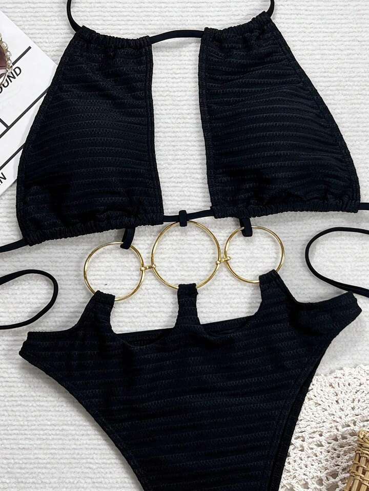 Textured Fabric Halter Neck Ring