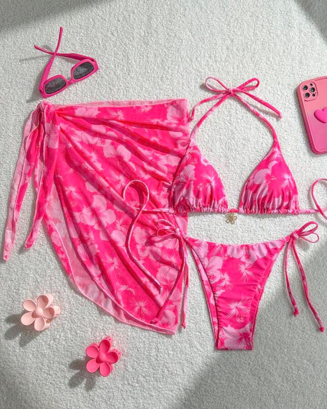 Random Print Halter Neck Beach Dress