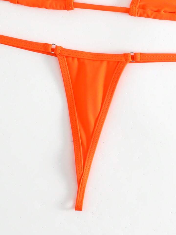Plain Halter Triangle Bikini Set