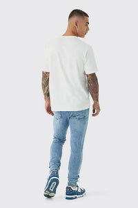 Skinny Stretch Rip & Repair Paint Splatter Jeans