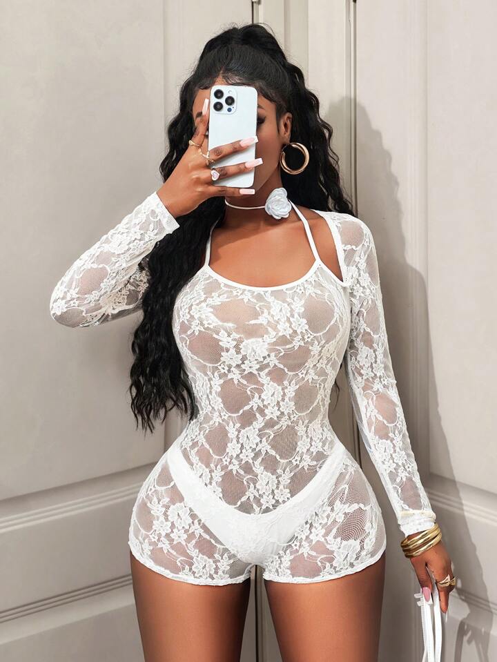 Halter Tight See-Through Rompers