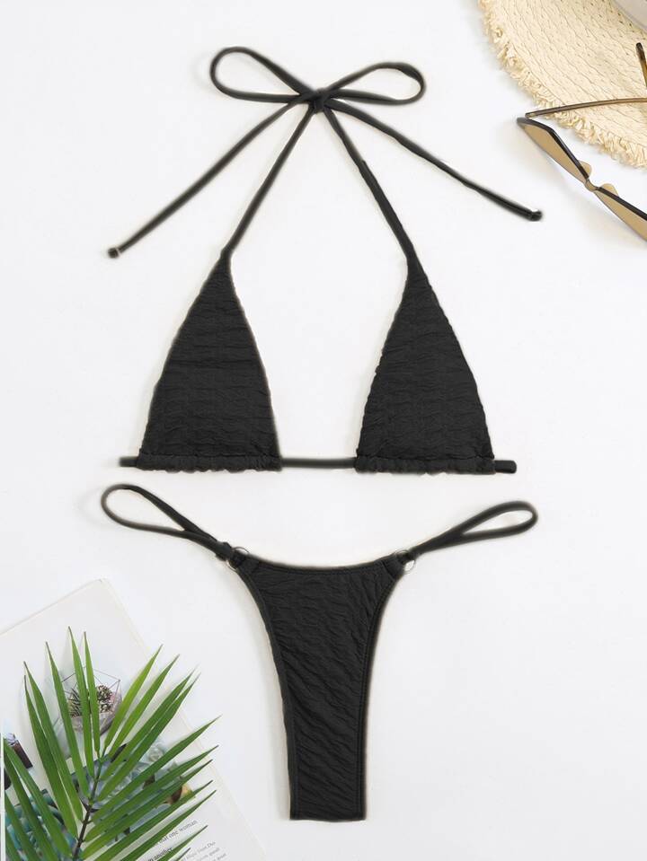 Halter Micro Triangle Thong Bikini Swimsuit