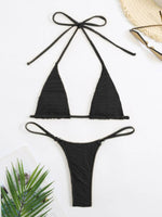 Load image into Gallery viewer, Halter Micro Triangle Thong Bikini Swimsuit
