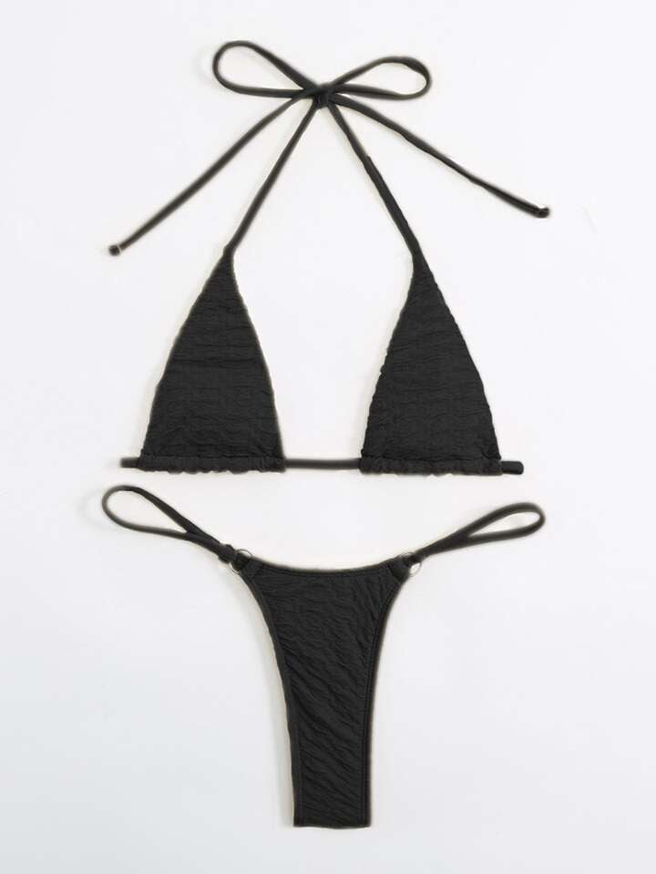 Halter Micro Triangle Thong Bikini Swimsuit