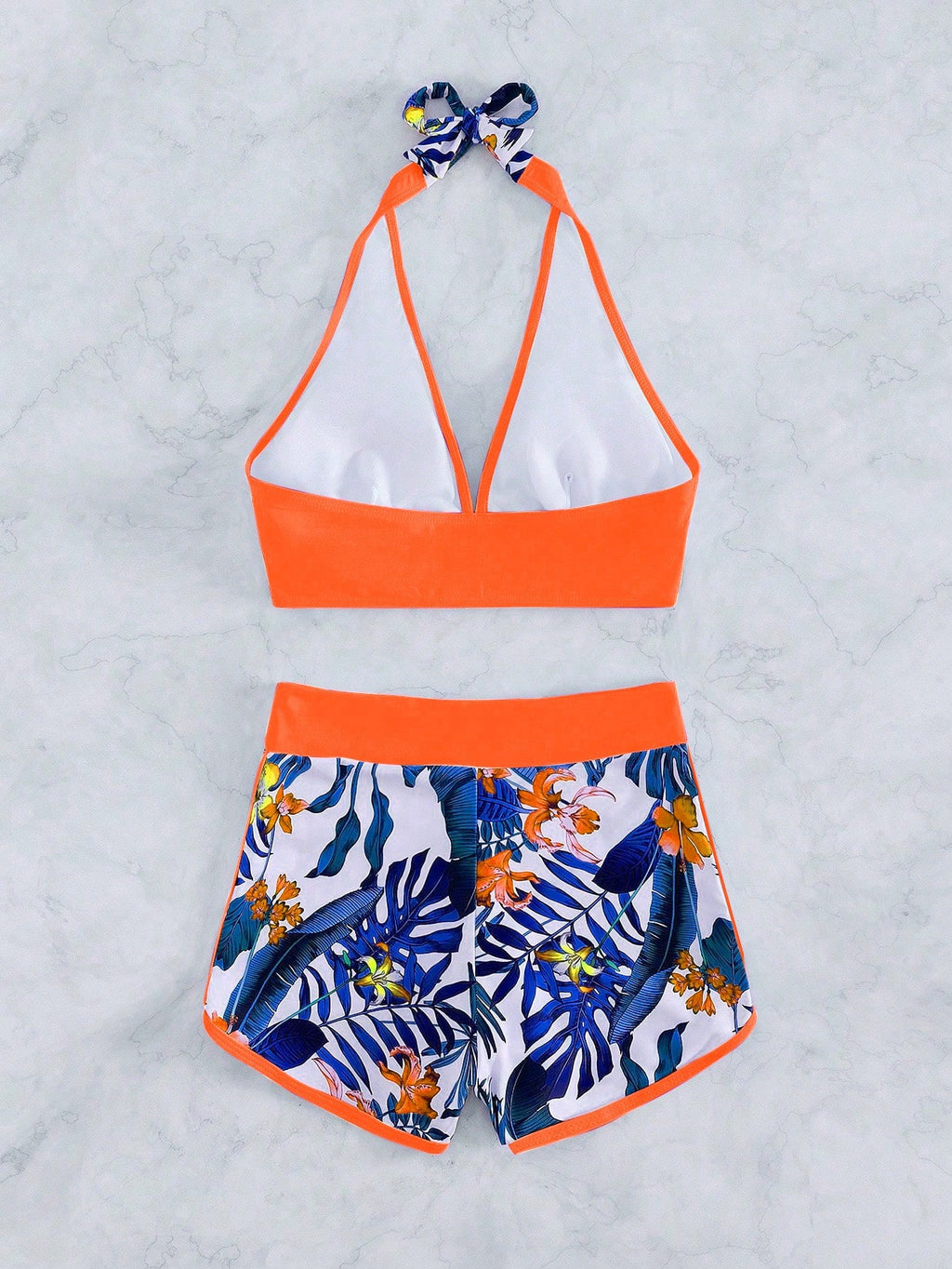 Tropical Print Halter Bikini