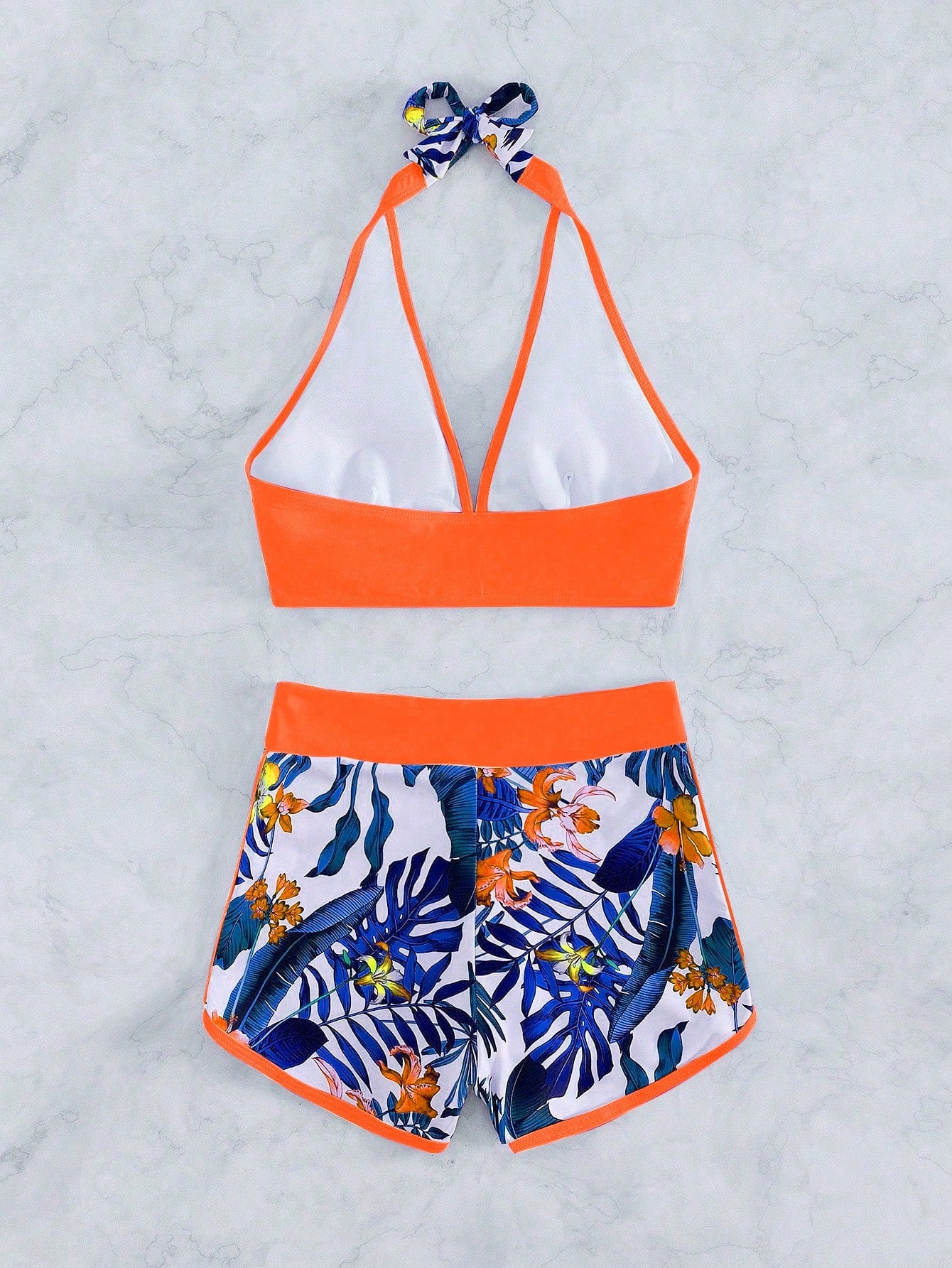 Tropical Print Halter Bikini