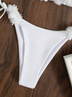 Load image into Gallery viewer, Flower Appliques Halter Triangle Bra &amp; Thong Bottom 2 Piece Bathing Suit
