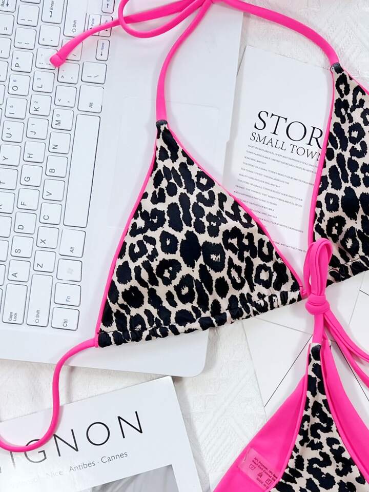 2pcs Printed Bikini Set (Prints Randomly Chosen), Micro Triangle Summer