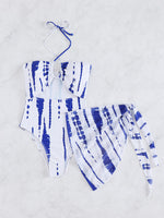 Load image into Gallery viewer, Random Tie Dye Cut Out Halter One Piece Swimsuit With Beach Skirt
