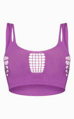 Load image into Gallery viewer, Shape Purple Sheer Knit Ladder Detail Sleeveless Crop Top
