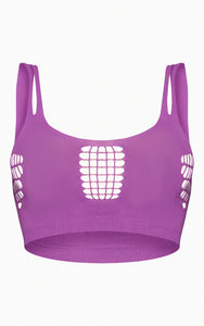 Shape Purple Sheer Knit Ladder Detail Sleeveless Crop Top