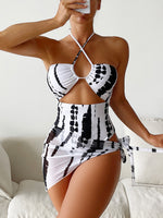 Load image into Gallery viewer, Random Tie Dye Cut Out Tie Back One Piece Swimsuit &amp; Beach Skirt
