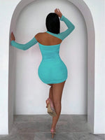 Load image into Gallery viewer, Asymmetric Neckline Fold &amp; Hip Hugging Bodycon Dress
