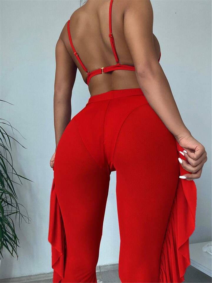 3pack Triangle Bikini Swimsuit With Cover Up Pants