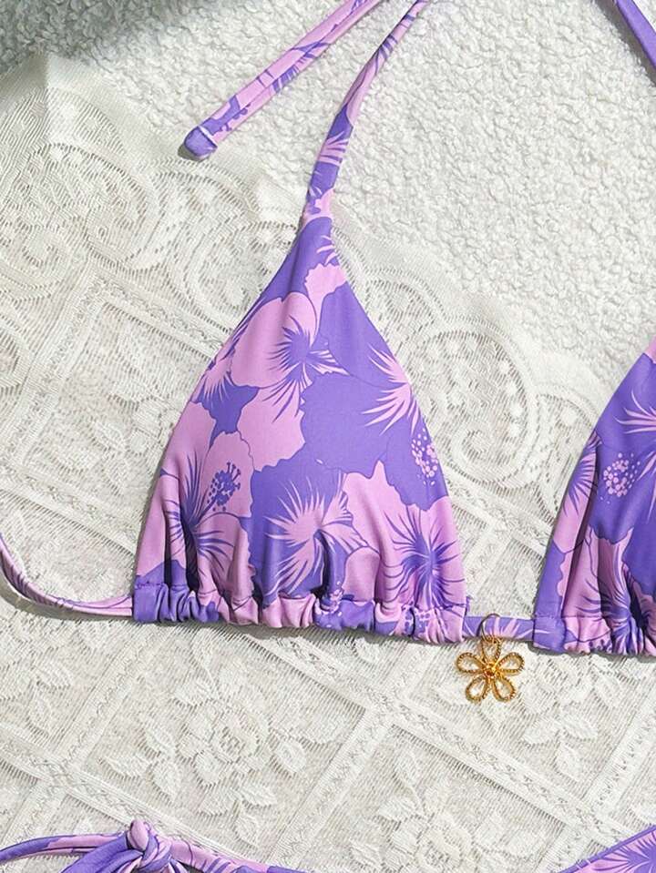 2pcs Set Floral Print Bikini
