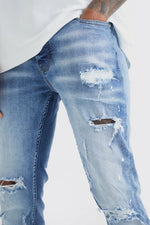 Load image into Gallery viewer, Skinny Stretch Bleached Ripped Knee Jeans
