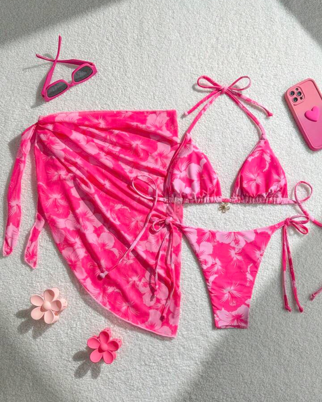 Random Print Halter Neck Beach Dress