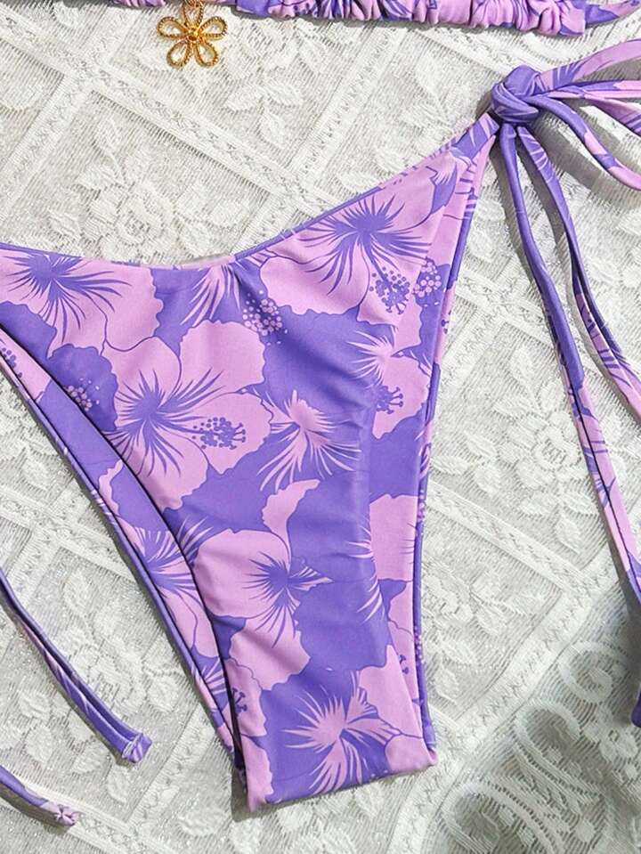 2pcs Set Floral Print Bikini