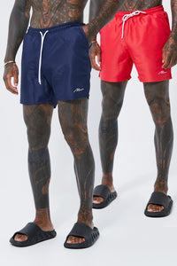 Man Signature Mid 2 Pack Swim Trunks