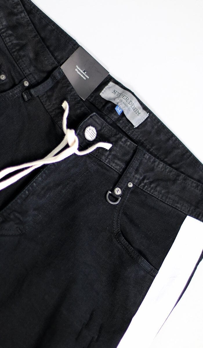 Black White Track Zipper Jeans