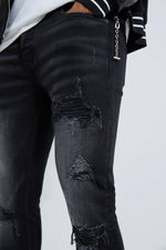 Load image into Gallery viewer, Skinny Stretch Rip And Repair Biker Jeans
