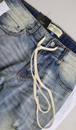 Load image into Gallery viewer, LT.Blue Track Zipper Jeans
