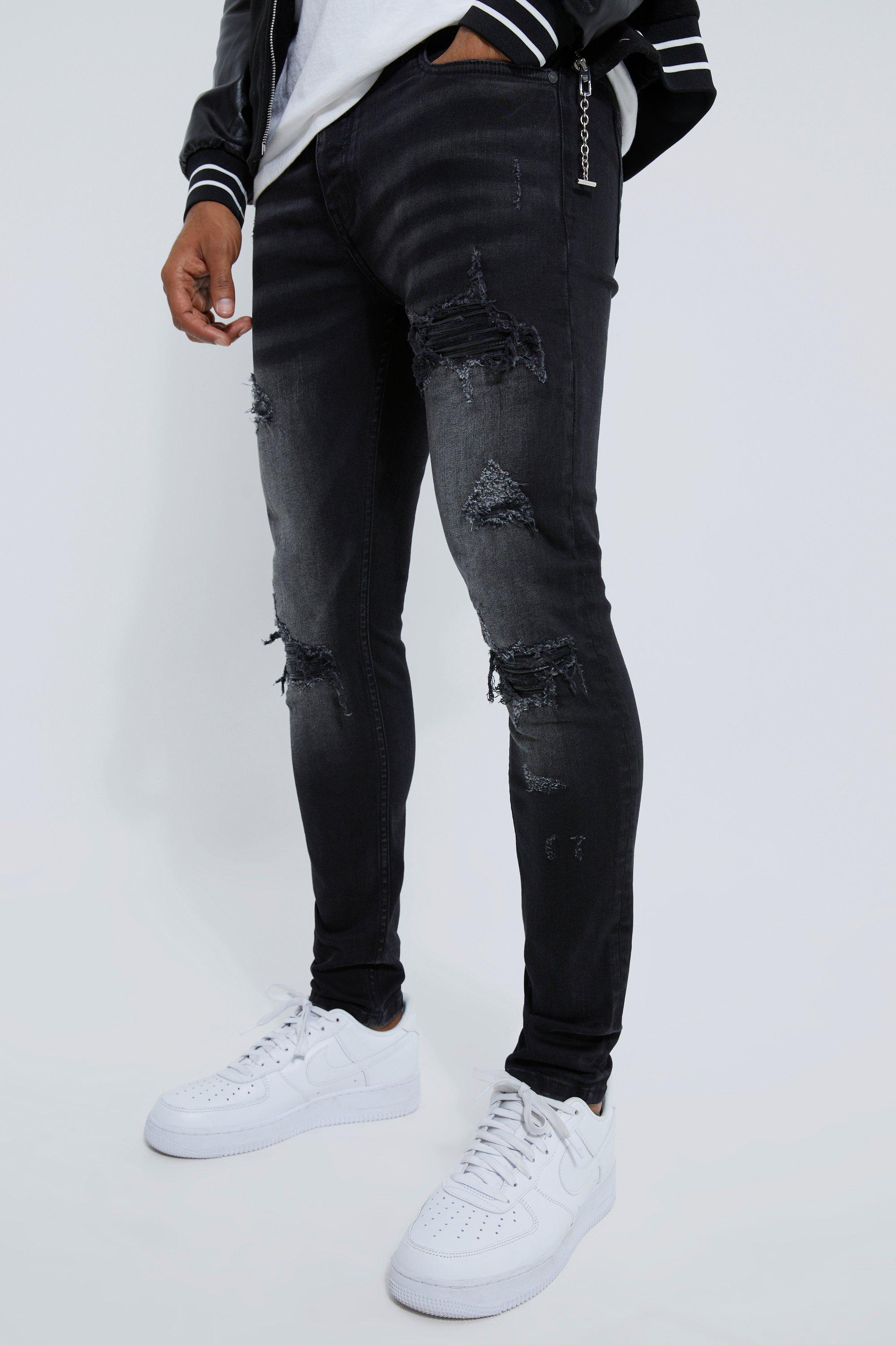 Skinny Stretch Rip And Repair Biker Jeans