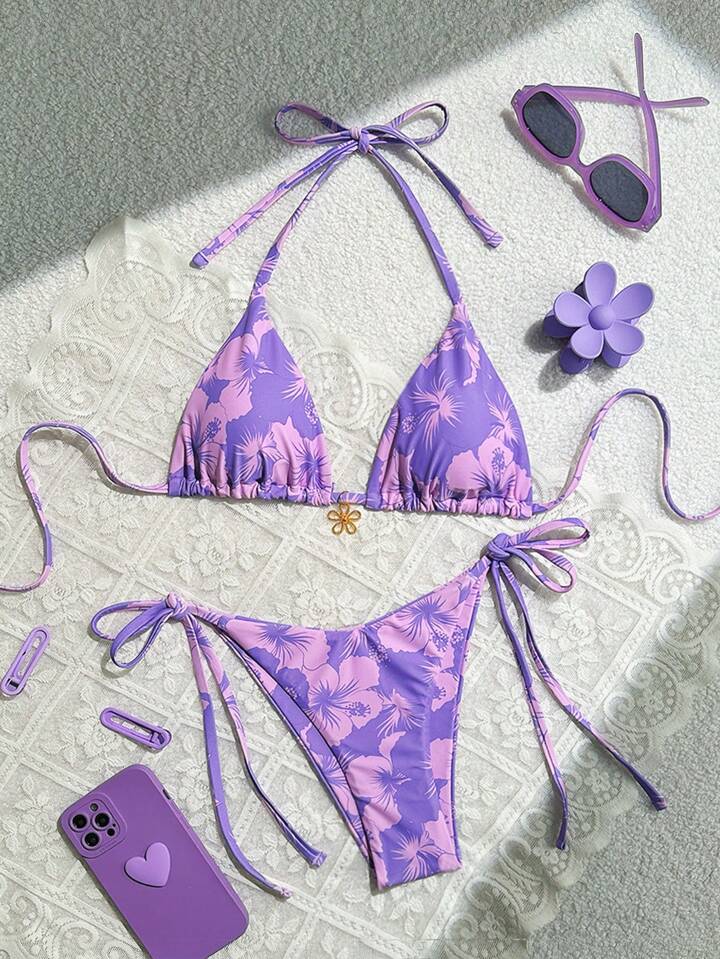 2pcs Set Floral Print Bikini