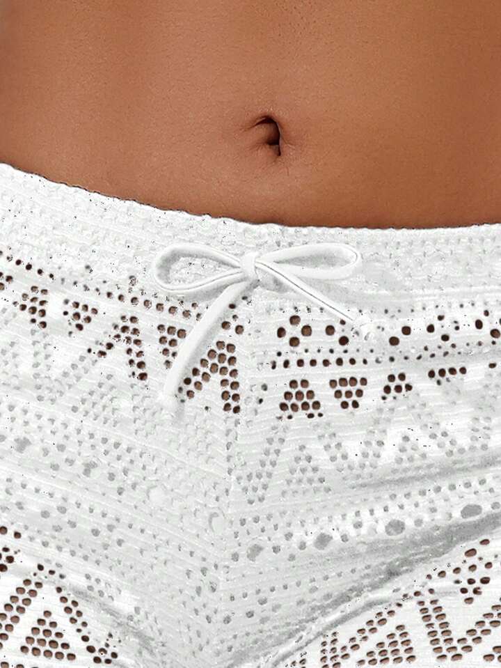 Solid Color Hollow Out Cover Up Shorts Wedding