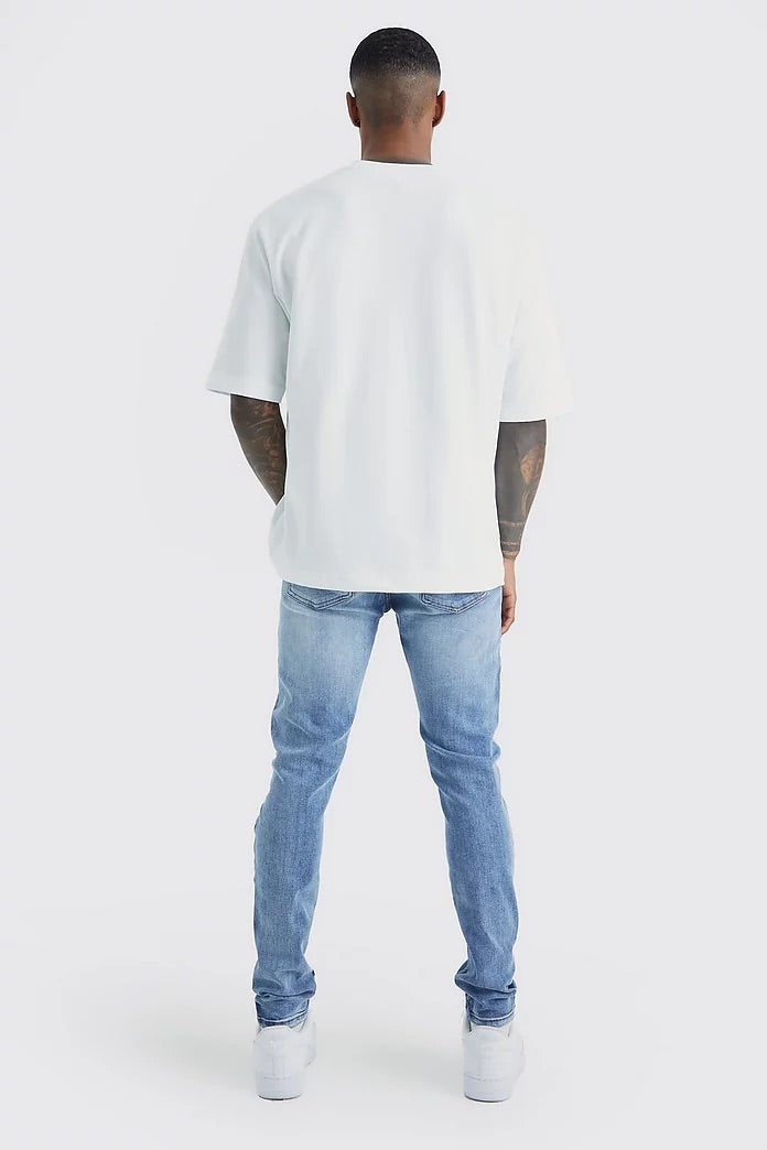 Skinny Stretch Bleached Ripped Knee Jeans