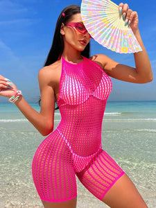 Hollow Out Fishnet Bodycon Dress Without Liner