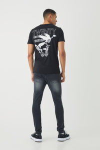 Skinny Stretch Ripped Paint Splatter Jeans