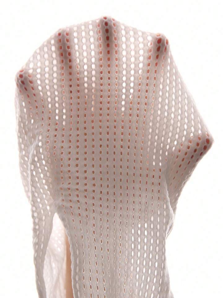 Sleeveless Round Mesh Hollow Back Cover-Up Dress