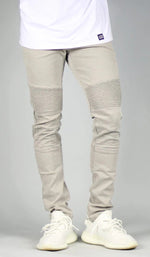 Load image into Gallery viewer, Gray Biker Jeans
