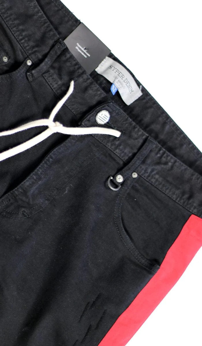 Black Red Track Zipper Jeans